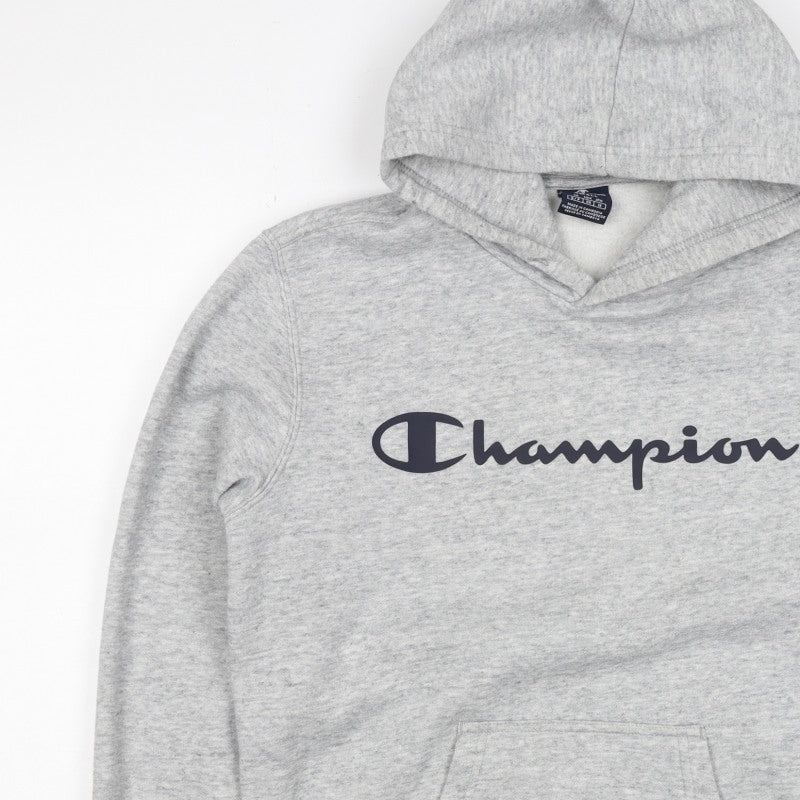 Champion Men’s Grey Small Pullover Logo Hoodie Fleece Pocket