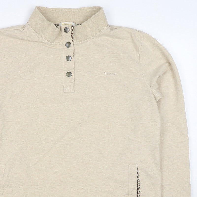 Barbour Women’s Beige Size 14 Henley Snap Pocket Sweatshirt