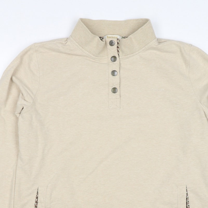 Barbour Women’s Beige Size 14 Henley Snap Pocket Sweatshirt