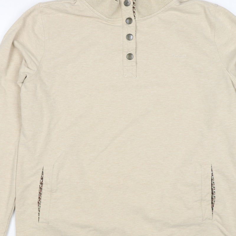 Barbour Women’s Beige Size 14 Henley Snap Pocket Sweatshirt