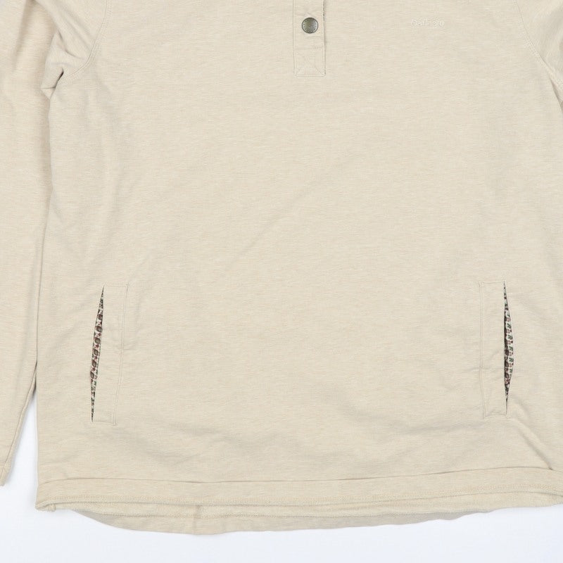Barbour Women’s Beige Size 14 Henley Snap Pocket Sweatshirt