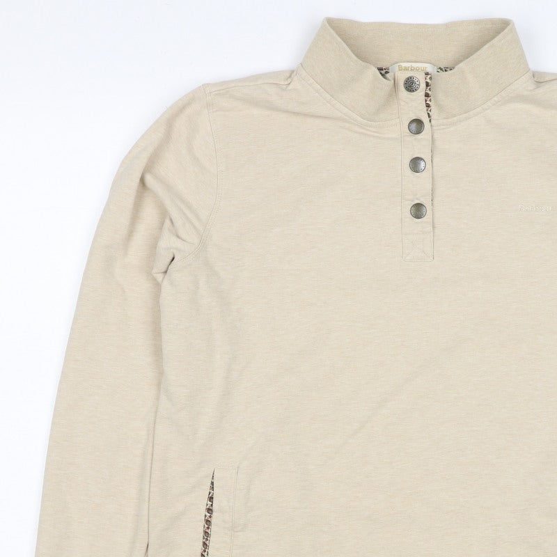 Barbour Women’s Beige Size 14 Henley Snap Pocket Sweatshirt