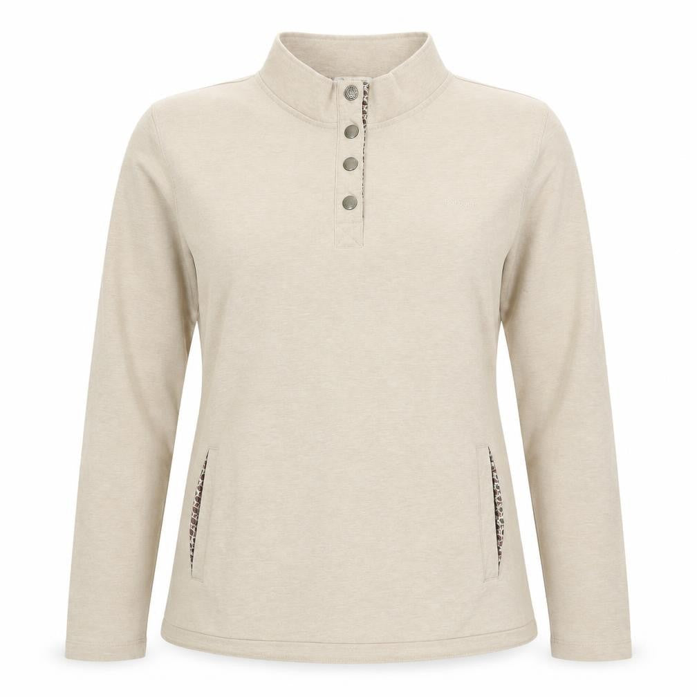 Barbour Women’s Beige Size 14 Henley Snap Pocket Sweatshirt