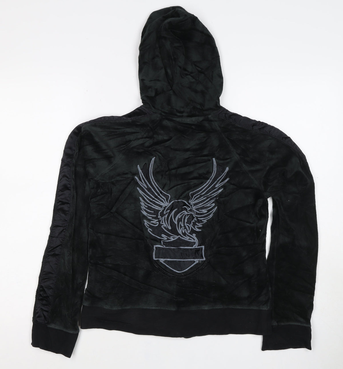 Harley-Davidson Women's Black S Full Zip Velour Eagle Hoodie