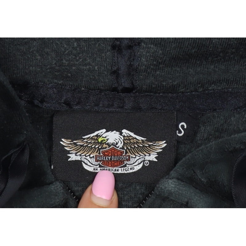 Harley-Davidson Women's Black S Full Zip Velour Eagle Hoodie