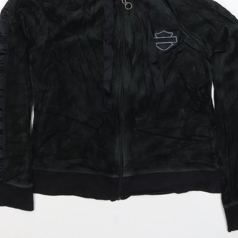 Harley-Davidson Women's Black S Full Zip Velour Eagle Hoodie