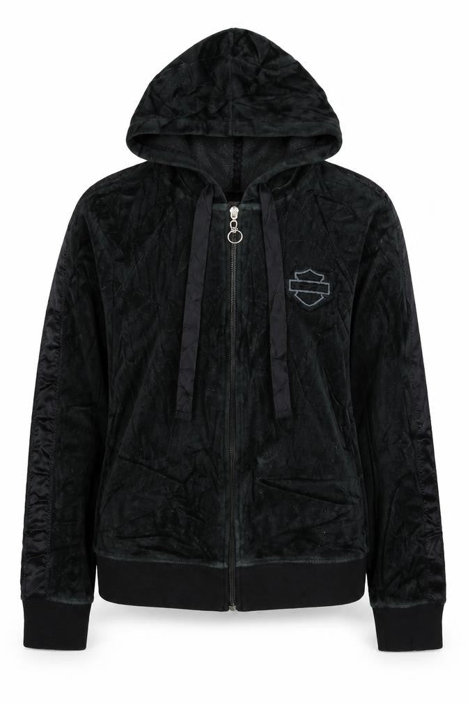 Harley-Davidson Women's Black S Full Zip Velour Eagle Hoodie