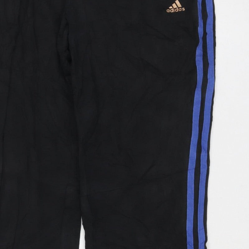adidas Women’s Black Blue Side Stripe Track Pants Trousers M