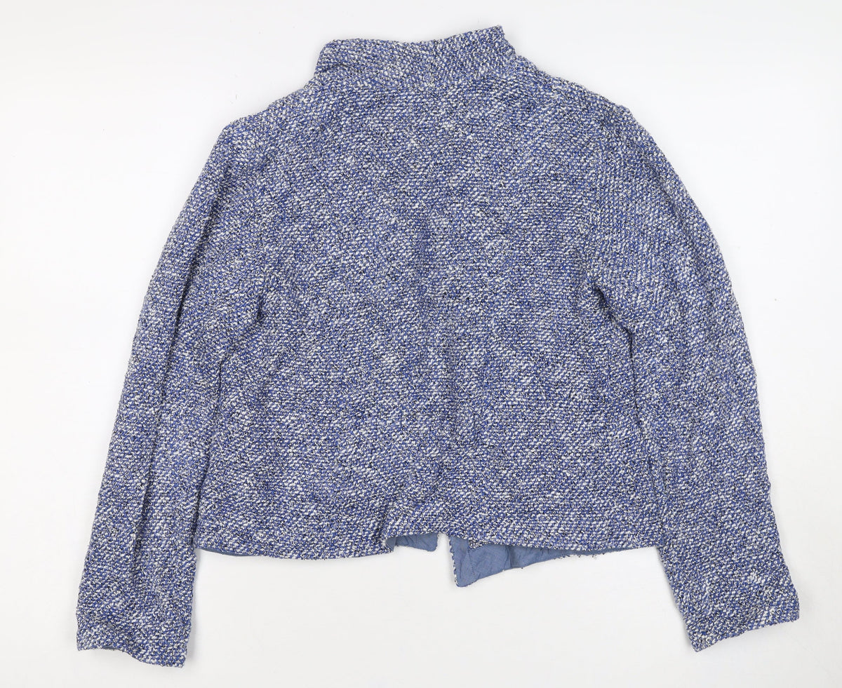 Talbots Women Blue Petite S Knit Open Front Blazer Jacket Short