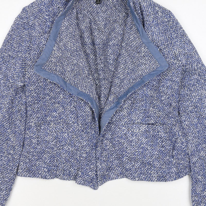 Talbots Women Blue Petite S Knit Open Front Blazer Jacket Short