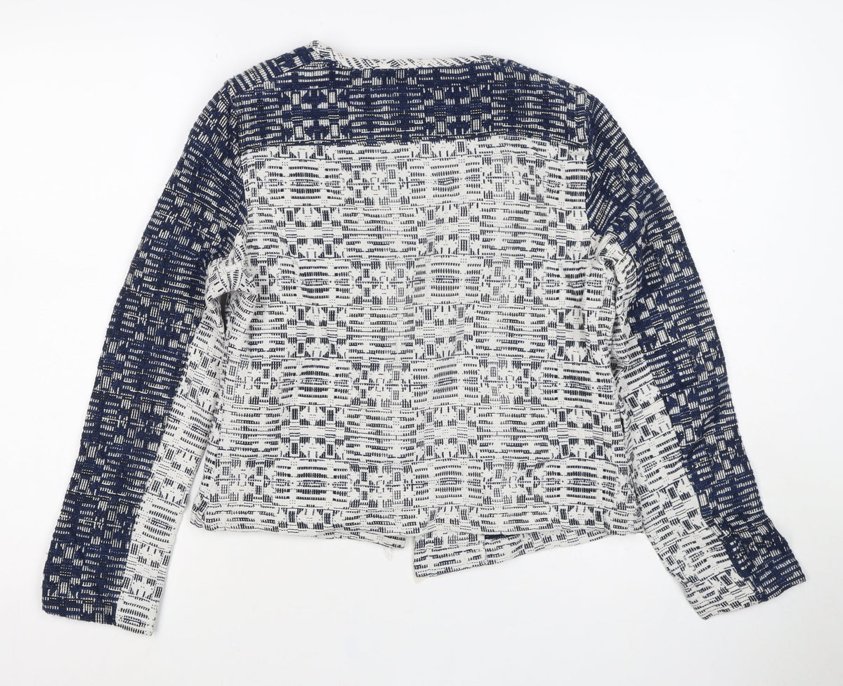 M&S Indigo Women’s Blue UK 12 Geometric Cropped Open Blazer Jacket
