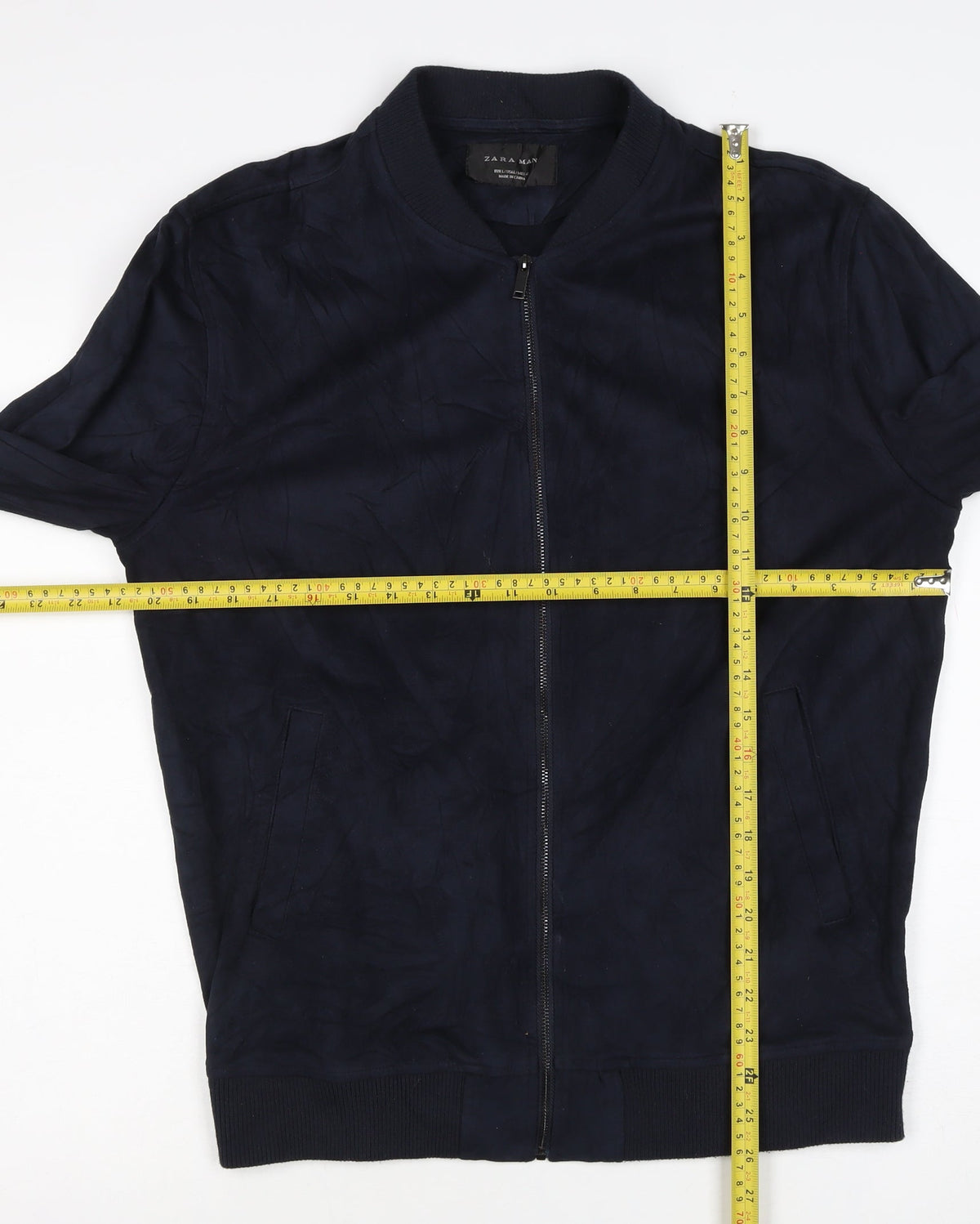 Zara Man Blue M Bomber Jacket Full Zip Casual Pockets