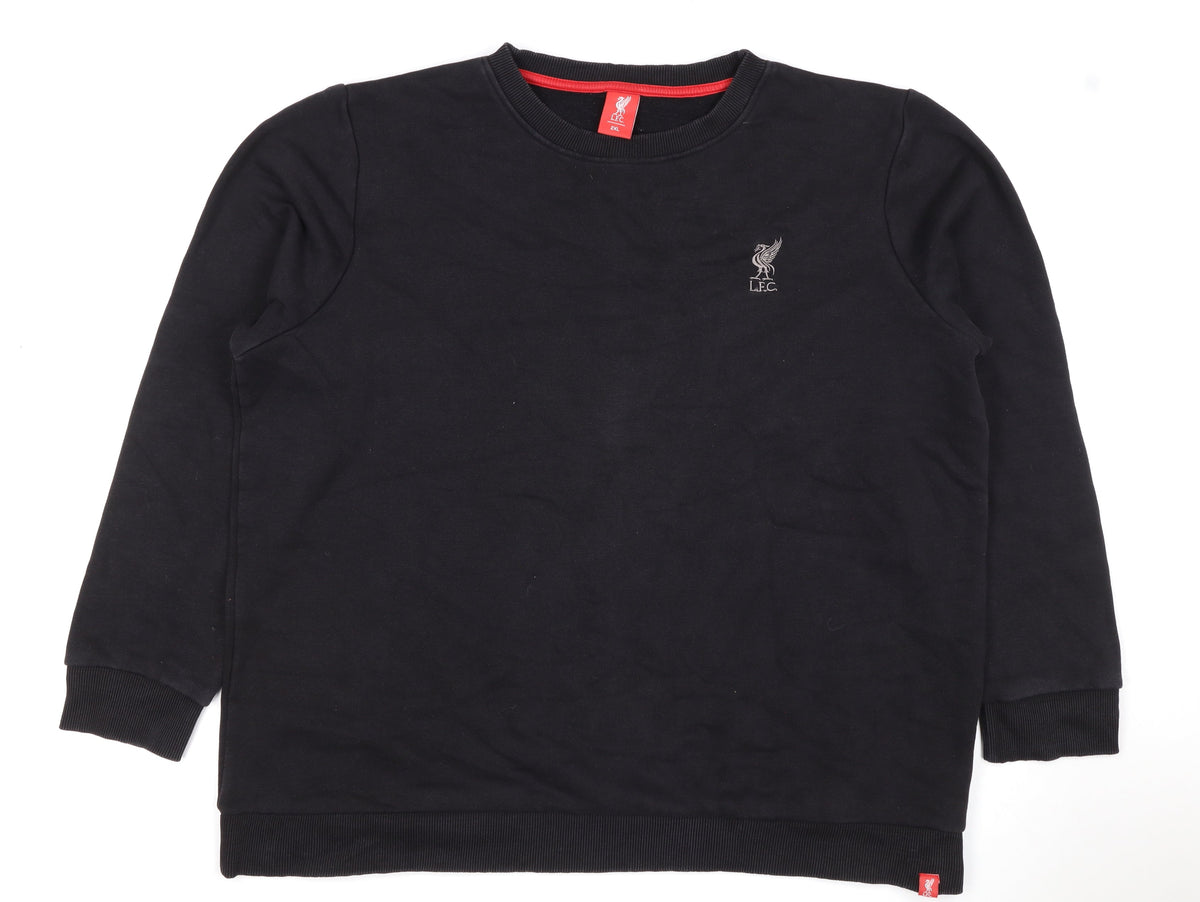 Liverpool FC Men’s Black 2XL Crew Neck Logo Pullover Sweatshirt