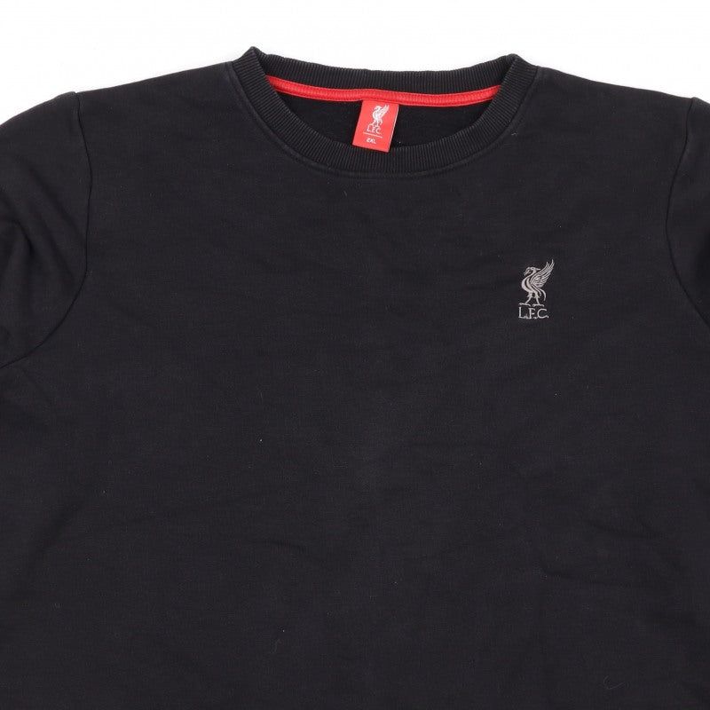Liverpool FC Men’s Black 2XL Crew Neck Logo Pullover Sweatshirt