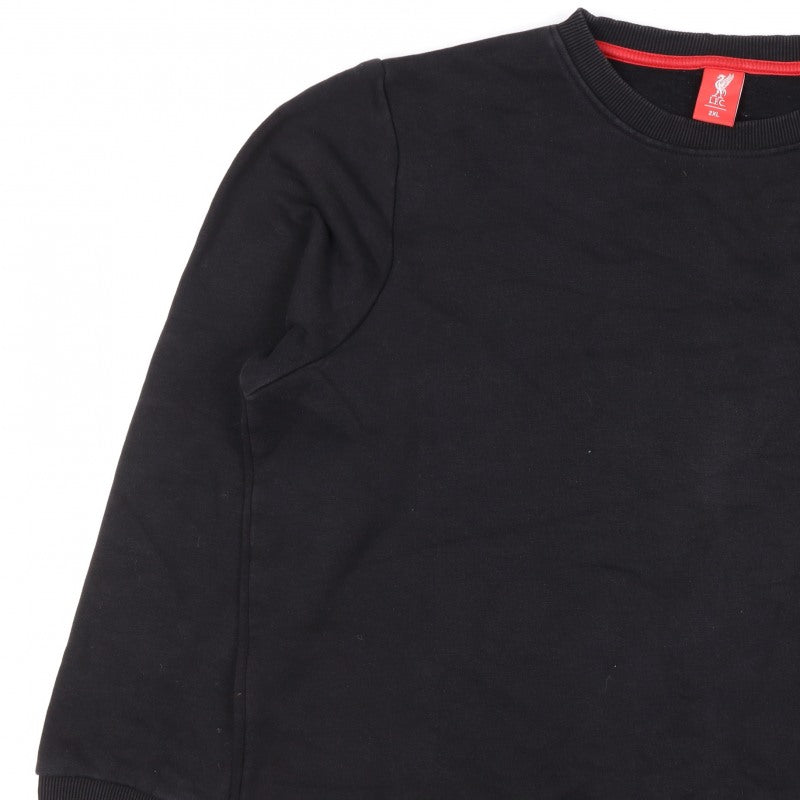 Liverpool FC Men’s Black 2XL Crew Neck Logo Pullover Sweatshirt
