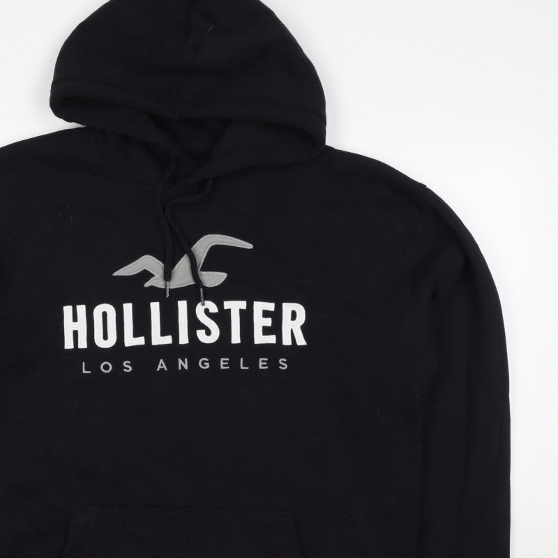 Hollister Men’s Black L Pullover Hoodie Logo Graphic Fleece
