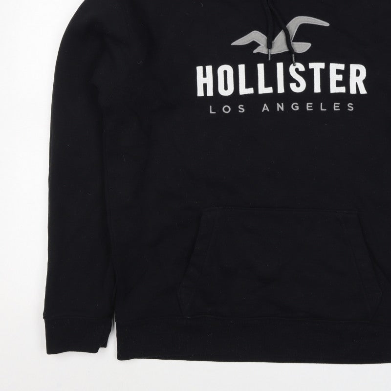 Hollister Men’s Black L Pullover Hoodie Logo Graphic Fleece