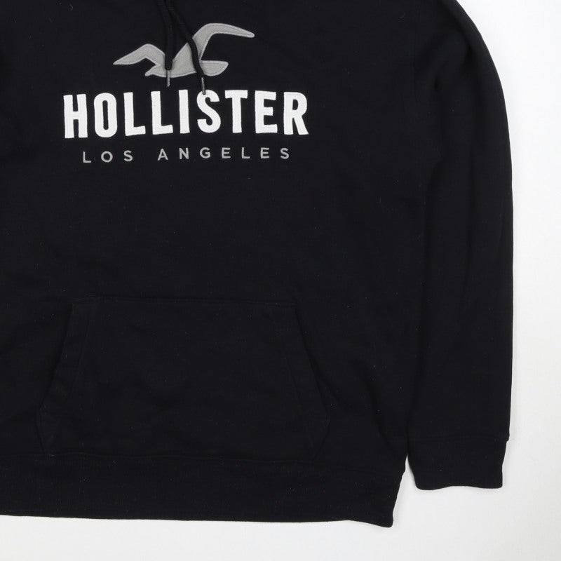 Hollister Men’s Black L Pullover Hoodie Logo Graphic Fleece