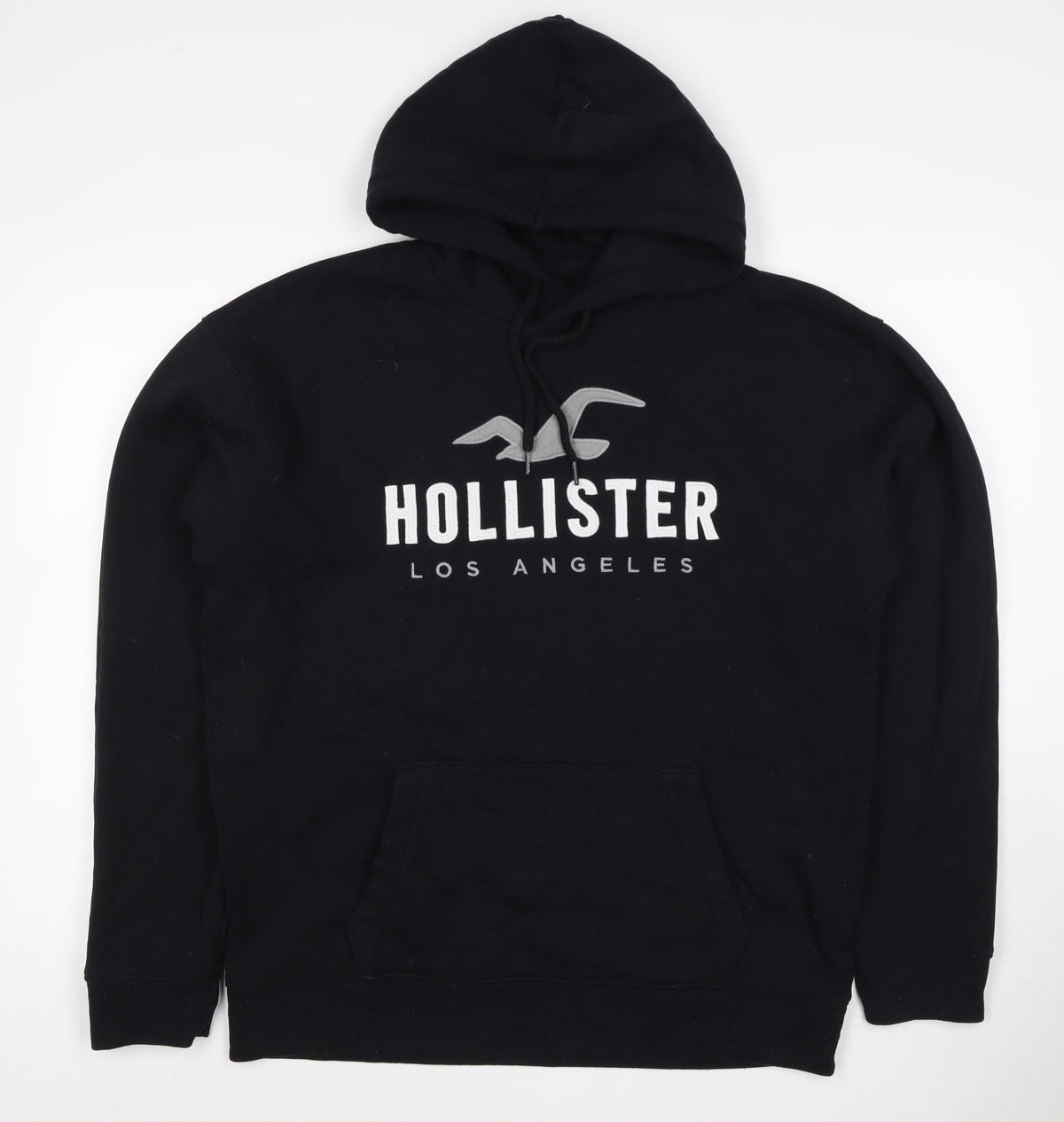 Hollister Men’s Black L Pullover Hoodie Logo Graphic Fleece