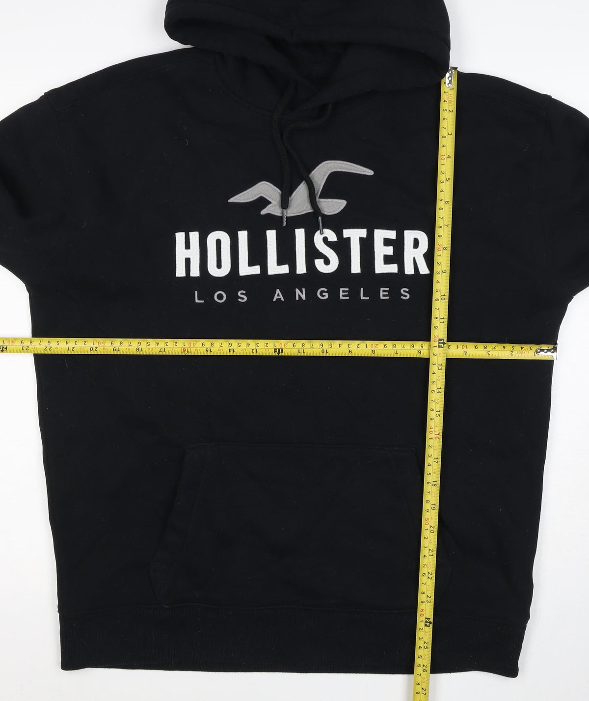 Hollister Men’s Black L Pullover Hoodie Logo Graphic Fleece