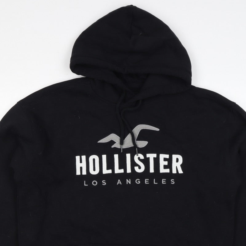 Hollister Men’s Black L Pullover Hoodie Logo Graphic Fleece