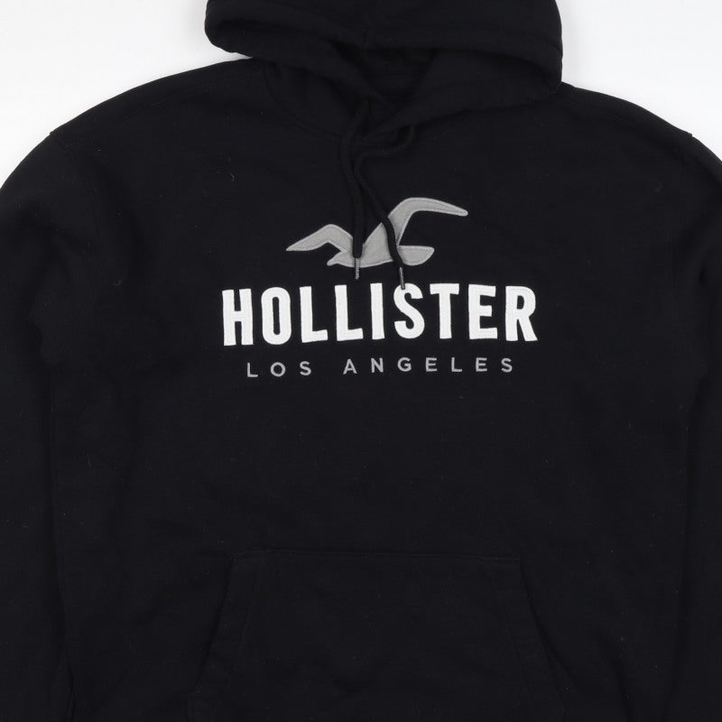 Hollister Men’s Black L Pullover Hoodie Logo Graphic Fleece