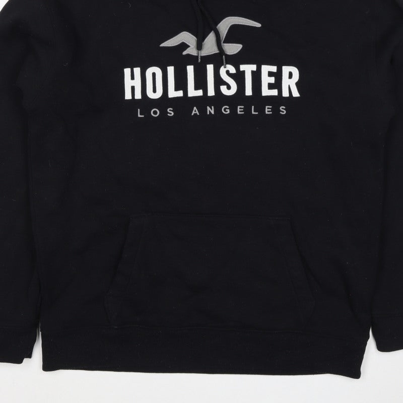 Hollister Men’s Black L Pullover Hoodie Logo Graphic Fleece