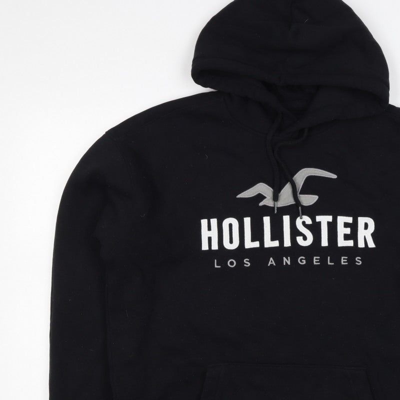 Hollister Men’s Black L Pullover Hoodie Logo Graphic Fleece