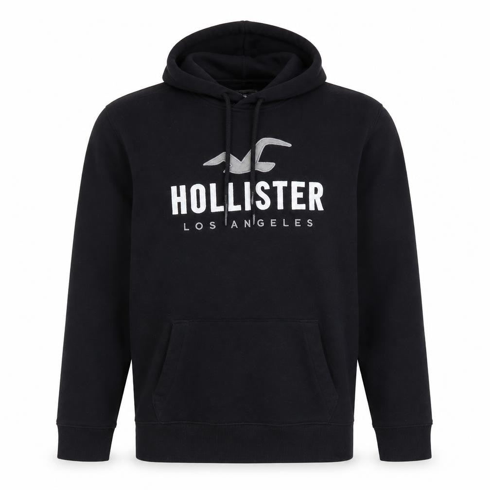 Hollister Men’s Black L Pullover Hoodie Logo Graphic Fleece