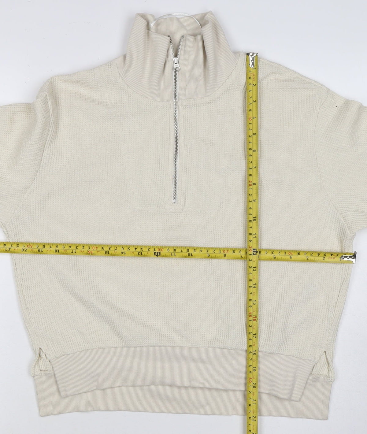 GU Women’s Ivory M Quarter Zip Knit Pullover Sweatshirt