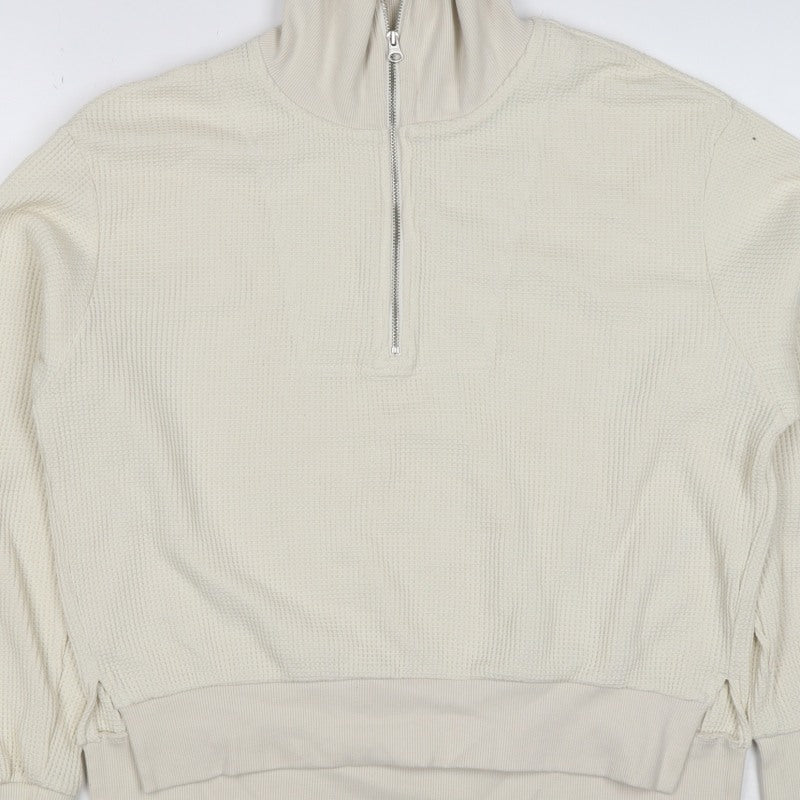 GU Women’s Ivory M Quarter Zip Knit Pullover Sweatshirt