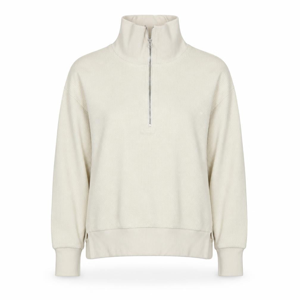 GU Women’s Ivory M Quarter Zip Knit Pullover Sweatshirt