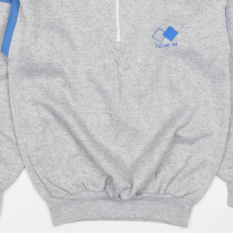 Baretta Men Grey Blue M 1/4 Zip Retro Logo Sweatshirt