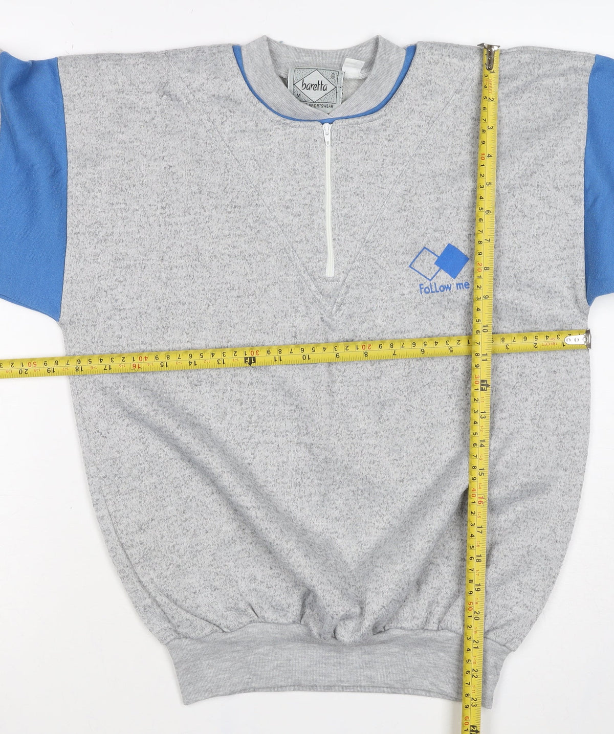 Baretta Men Grey Blue M 1/4 Zip Retro Logo Sweatshirt