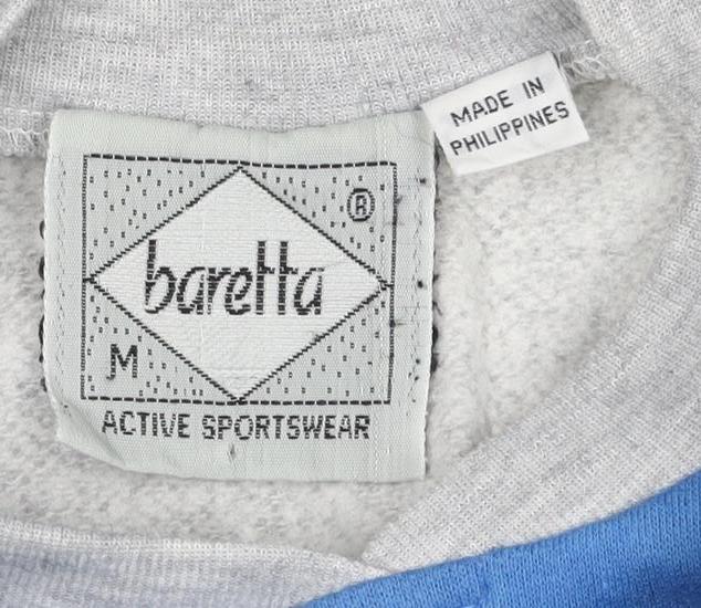 Baretta Men Grey Blue M 1/4 Zip Retro Logo Sweatshirt