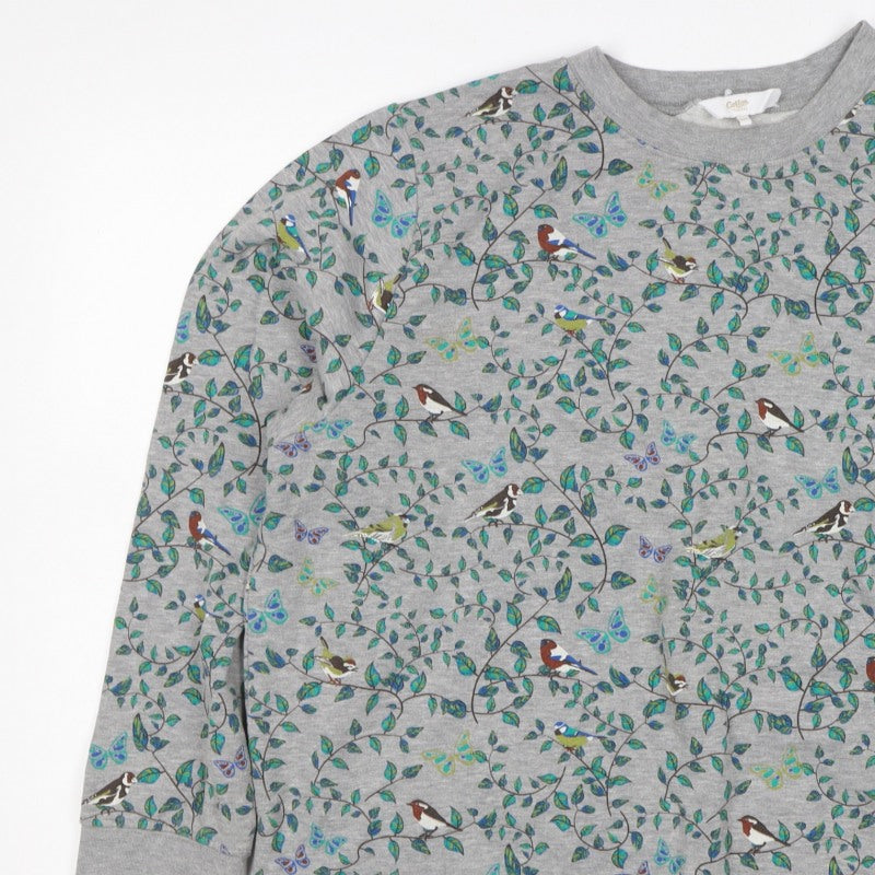 Cotton Traders Women’s Grey Bird Print Crew Neck Sweatshirt UK 20