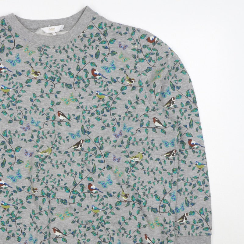 Cotton Traders Women’s Grey Bird Print Crew Neck Sweatshirt UK 20