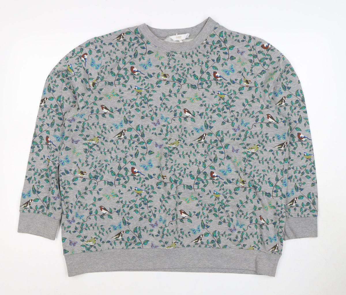 Cotton Traders Women’s Grey Bird Print Crew Neck Sweatshirt UK 20