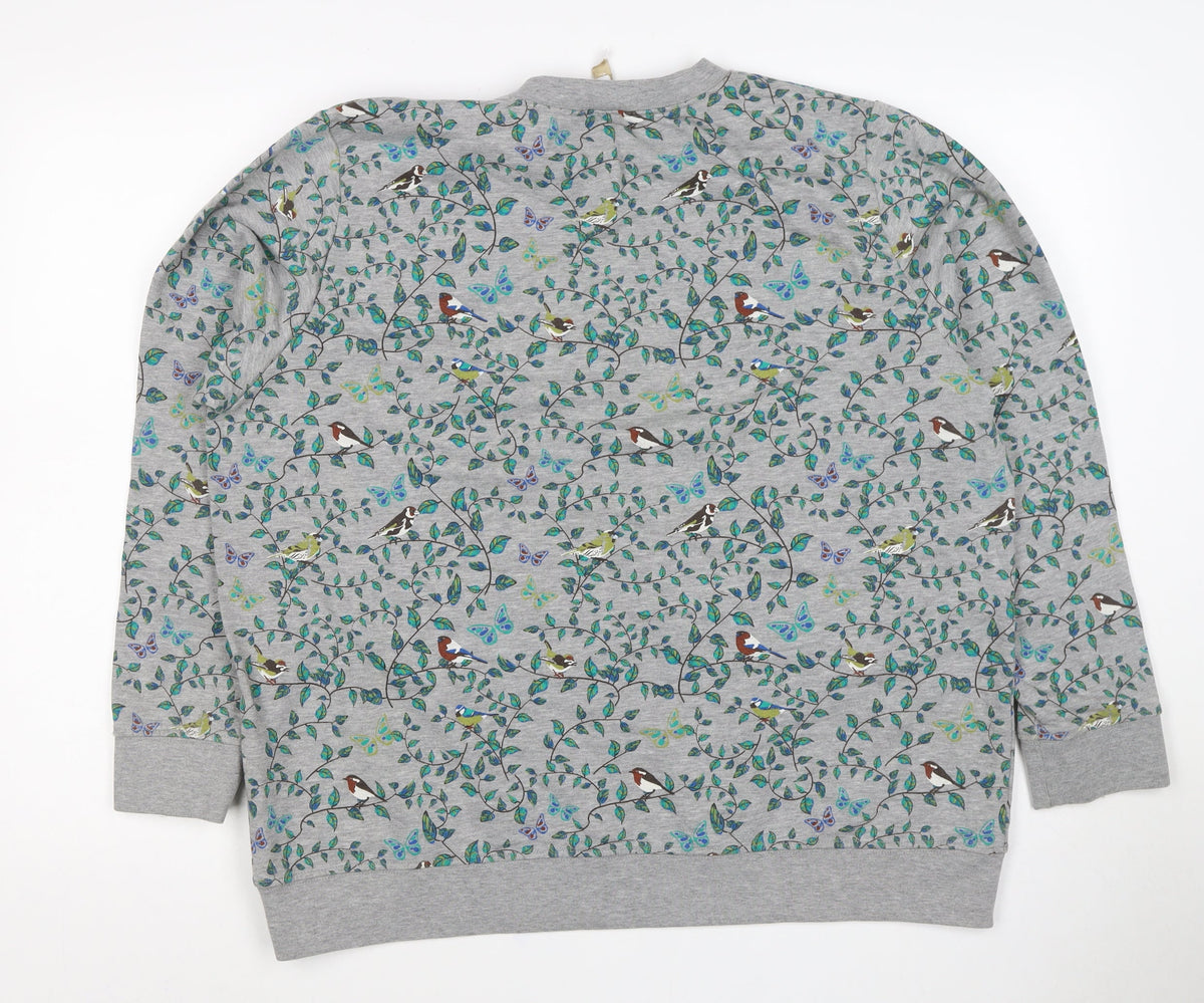 Cotton Traders Women’s Grey Bird Print Crew Neck Sweatshirt UK 20