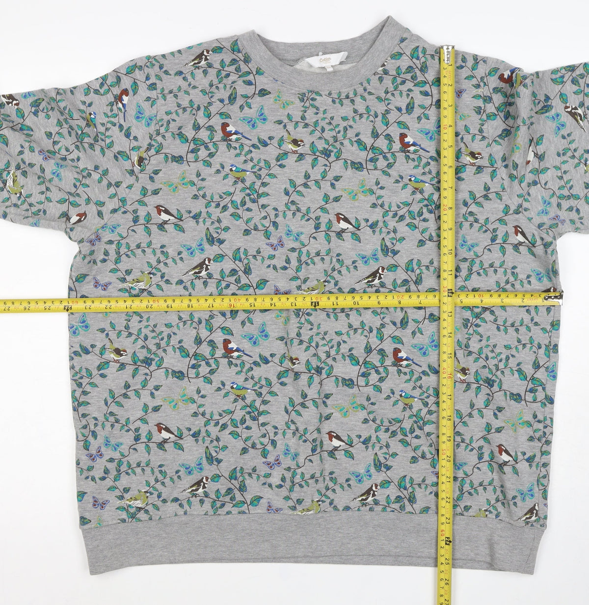 Cotton Traders Women’s Grey Bird Print Crew Neck Sweatshirt UK 20