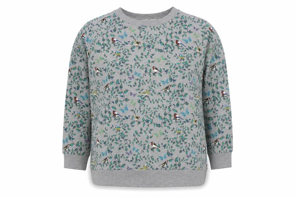 Cotton Traders Women’s Grey Bird Print Crew Neck Sweatshirt UK 20