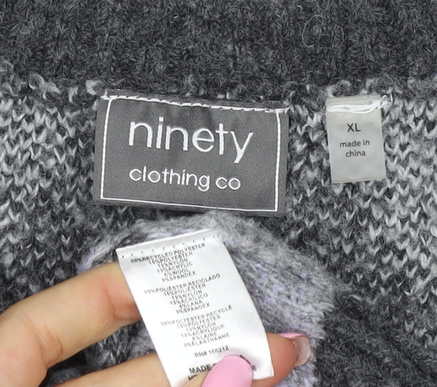Ninety Clothing Co Women Grey Argyle Knit Vest XL Sleeveless Jumper