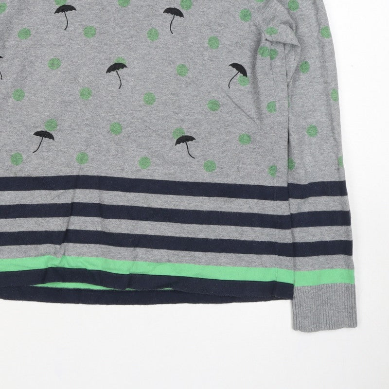 Per Una Women’s Grey Green Polka Dot Stripe Knit Jumper UK 12