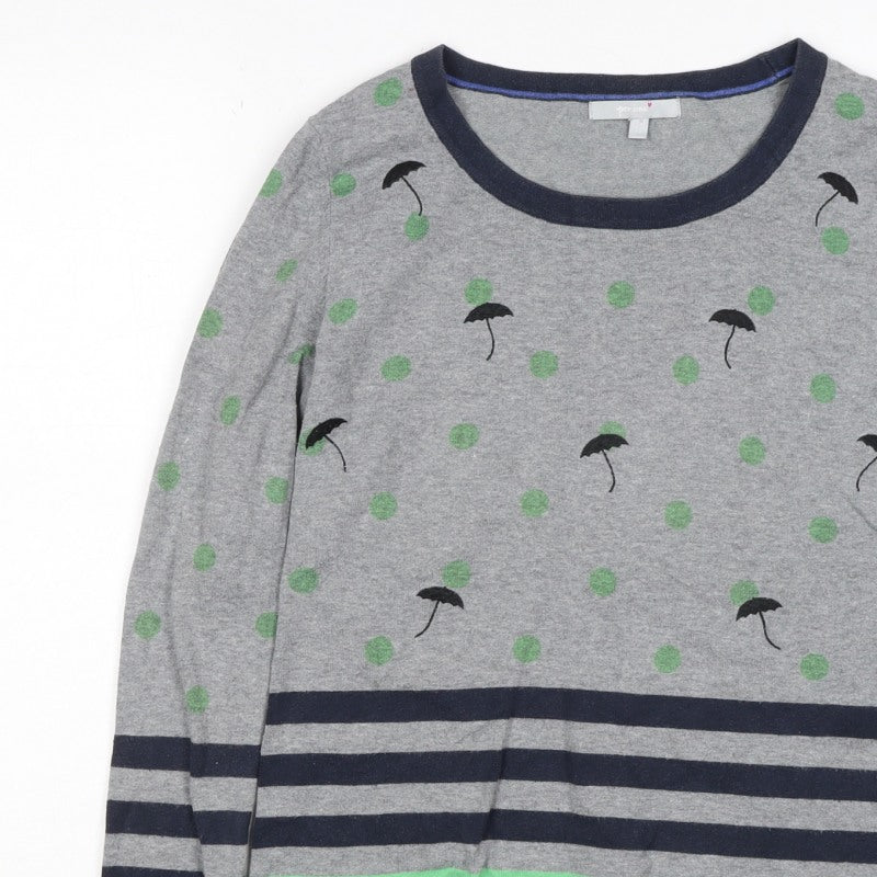 Per Una Women’s Grey Green Polka Dot Stripe Knit Jumper UK 12