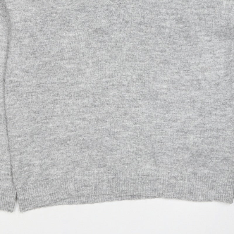PIECES Women's Grey M V-Neck Knit Pullover Jumper