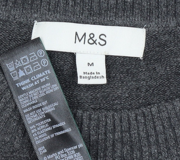 M&S Womens Grey M Crew Neck Sleeveless Knit Jumper Vest