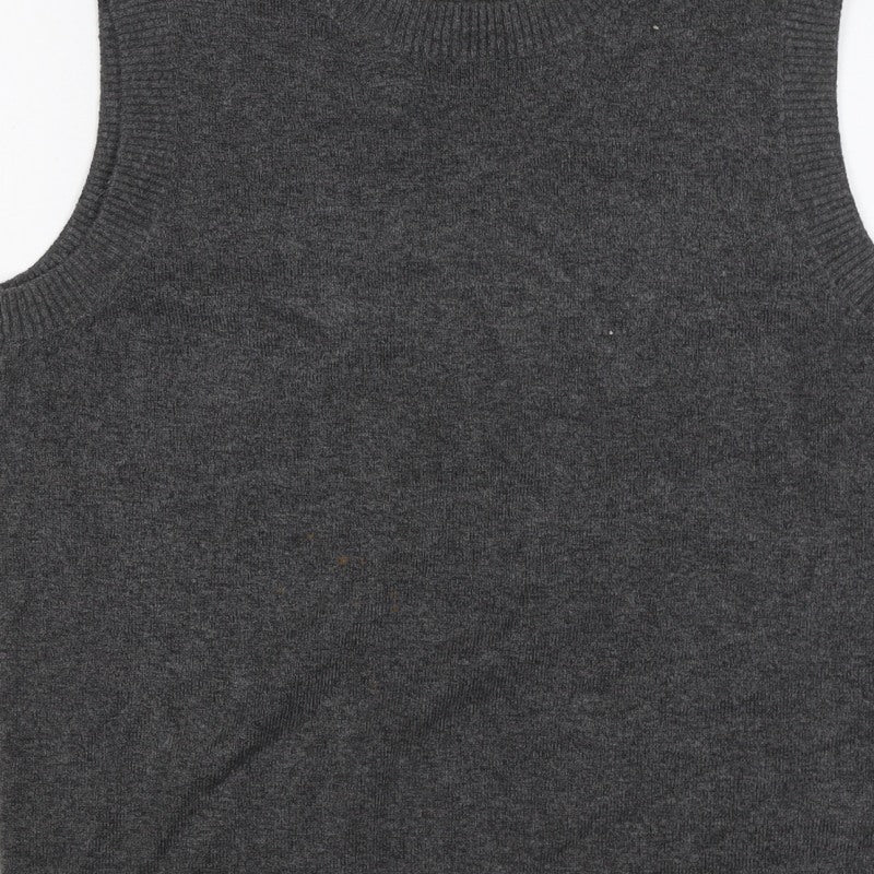 M&S Womens Grey M Crew Neck Sleeveless Knit Jumper Vest
