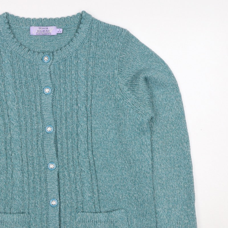 Honor Millburn Women Blue S Cable Knit Button Pocket Cardigan