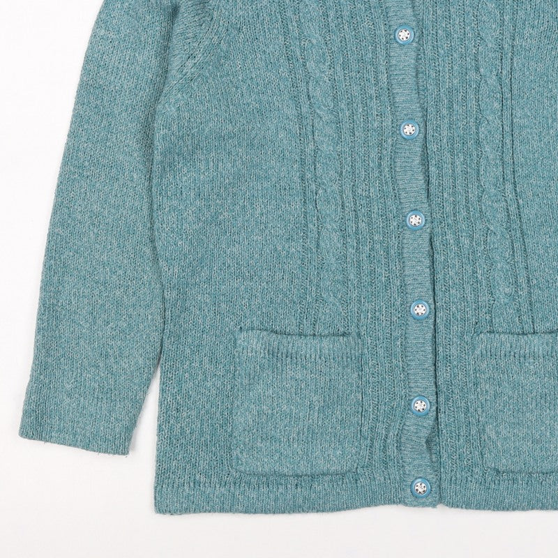 Honor Millburn Women Blue S Cable Knit Button Pocket Cardigan