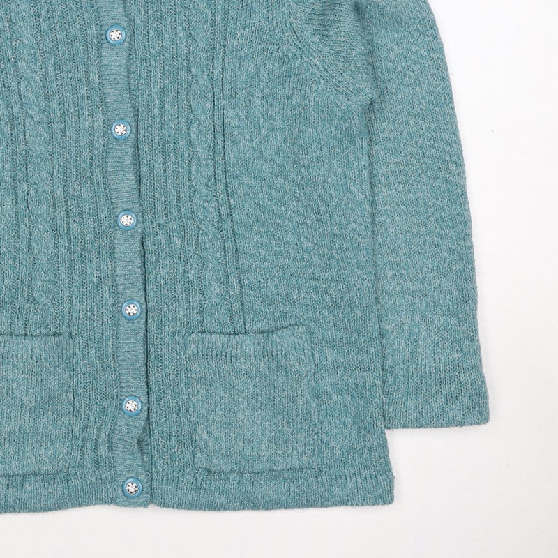Honor Millburn Women Blue S Cable Knit Button Pocket Cardigan